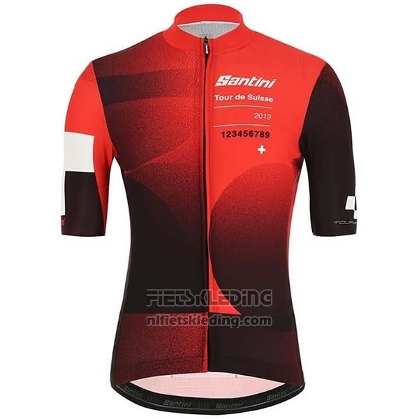 2019 Fietskleding Tour de Suisse Rood Zwart Korte Mouwen en Koersbroek